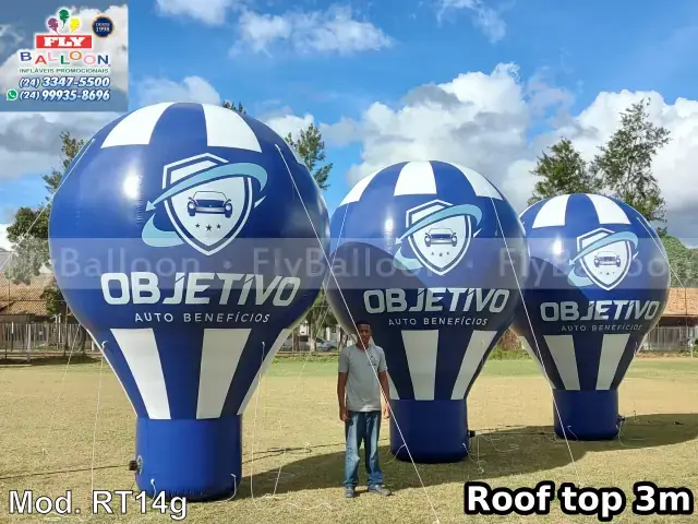 Balões infláveis promocionais roof top Objetivo Auto Benefícios
