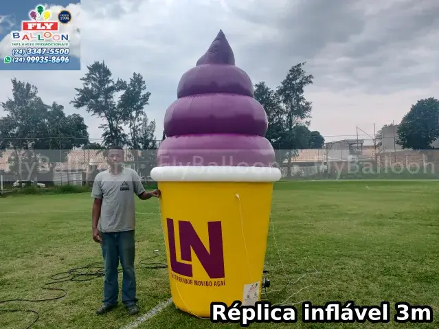 Réplica inflável gigante promocional pote de açaí LN Distribuidor