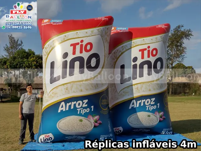 replicas infláveis gigantes promocionais arroz tipo 1 tio lino